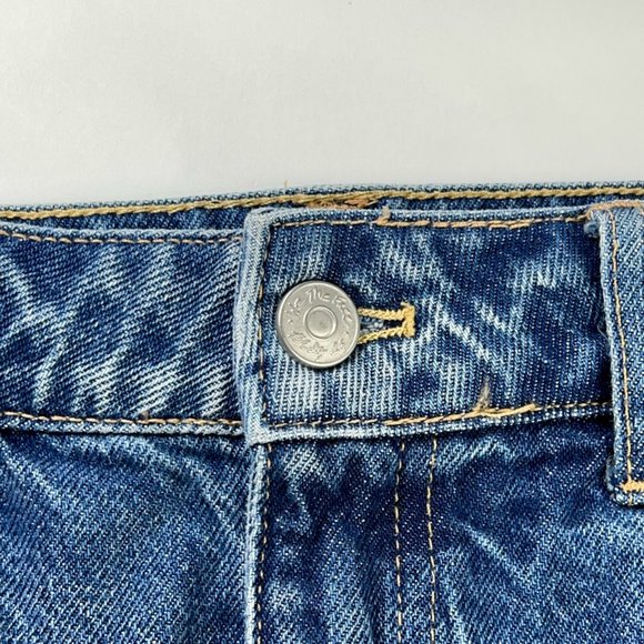 We The Free People Womens Mini Jean Skirt Blue Pockets Fringe Fly Denim 27 New - Picture 3 of 12